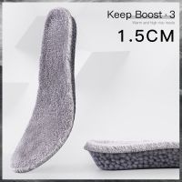 保暖内增高鞋垫全垫女减震软底加绒马丁靴仿羊毛毛隐形爆米花男冬 1.5cm-灰绒毛增高保暖 35