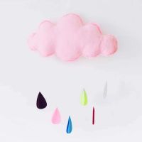 可爱毛毡云朵月亮挂饰粉色少女心ins风卧室房间装饰挂件宿舍壁饰 粉色云朵[水滴款]送粘钩