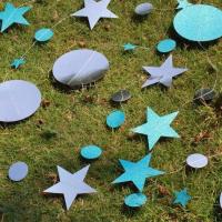 生日派对五角星拉花拉旗挂饰吊饰幼儿园橱窗装饰开业活动布置用品 [银蓝色]五角星+圆片拉花 (4米长)