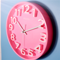 【领卷】彩色3D立体数字超静音挂钟钟表石英钟挂表墙面装饰钟 粉色30厘米