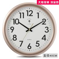 北极星万年历挂钟客厅静音钟表卧室现代简约大气时钟圆形温度挂表 [简约款]无液晶显示 22cm小挂钟-红色