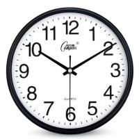 康巴丝钟表客厅挂钟静音日历挂钟表简约创意时钟现代个性石英钟表 25厘米6880黑普通
