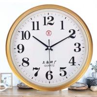 12英寸客厅卧室办公室壁挂钟表圆形简约现代时尚创意静音石英钟 工字圆形镀金 12英寸