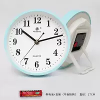 挂钟简约时尚创意客厅静音时钟挂钟长方形客厅卧室钟表简约时钟表 17厘米两用台挂蓝色