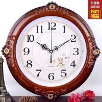 铂晨欧式挂钟卧室客厅办公静音钟表简约创意时钟时尚表创意石英钟 38cm欧式百合木纹[铃木芯] 15英寸(直径38厘米)