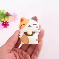 日本创意招财猫磁性冰箱贴动物爱心立体留言贴 招财猫之白猫