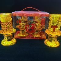 福慧水晶龙凤蜡烛龙柱灯对烛喜庆富贵发财旺供佛拜神家用节日用烛 龙一1对价