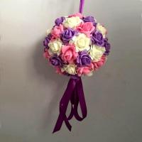 店铺橱窗装饰布置开业珠宝店面挂件婚房花球吊饰商场景创意服装店 紫白粉花球 15#