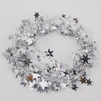 。五角星7.5米星星铁丝五星彩带彩毛条拉花品挂件挂饰多圣诞装饰 银色