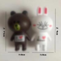 蛋糕装饰品布朗熊可妮兔 烘焙甜品用 玩具玩偶 站姿熊兔 塑料 5对(送1对)