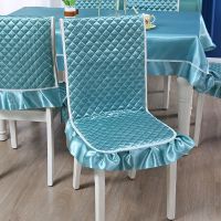 田园布艺桌布长方形餐桌椅子套中式椅子垫坐垫套装餐椅套现代简约 一体[特卖款]真丝 绿色 椅套[夹棉防滑]一个装