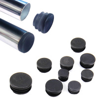 圆管塞桌椅脚套堵塞不锈钢塑料内塞防滑垫凳脚垫椅脚垫保护垫堵头 黑色 圆12mm(20个)