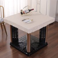 加厚防水防油防烫耐脏桌面皮罩套电炉取暖免洗家用麻将桌布套罩子 双线米白色 60**60