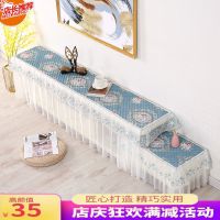 防滑电视柜台布客厅茶几桌布长方形防尘高低柜盖布电视机罩餐桌布 绗缝夹棉防滑简欧-蓝色 电视柜[宽35x长50高30厘米]