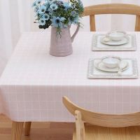 [健康无味]塑料桌布防水防油茶几台布餐桌布ins风可擦免洗桌垫 粉色格子(环保材料 防水 防油污) 40*60(适合床头