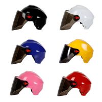 四季通用电动车头盔男女冬季保暖全包防雾电瓶摩托车春夏款安全帽 新款夏季头盔-墨黑镜片-颜色随机*