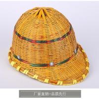 竹编透气安全帽矿工建筑防护安全帽环保竹编透气式遮阳竹制藤编帽 鸭舌形钢衬竹编帽