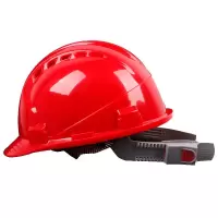 三筋透气安全帽工地施工劳保头盔夏季透气电力建筑工程安全帽印字 红色 顶部透气孔