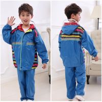 新款儿童雨衣雨裤分体两件套装幼儿园小学生防水雨衣骑行徒步双层 儿童拼色蓝 S