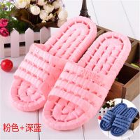 2双装家居拖鞋情侣浴室防滑厚底凉拖鞋软底拖鞋女夏季 8820粉色+深蓝 36-37+42-43