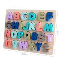 宝宝1岁颜色认知早教拼图数字积木儿童益智玩具2-3-6岁钓鱼对数版 马卡龙认知板(大写字母)