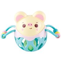 婴儿手抓球可咬宝宝手摇铃幼儿早教小猪串珠软胶玩具益智0-12个月 可爱小猪猪