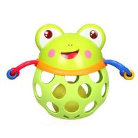 3-6-12个月宝宝手抓球扣洞抠洞玩具婴儿抓握软胶球摇铃球手抓球 小青蛙