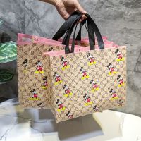 新款米奇手提购物袋覆膜无纺布加厚防水高档女童装袋子高档可爱范 米琪 10个小号(32*27*10)