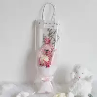 妇女节满天星干鲜花束透明手提袋ins单支玫瑰袋子鲜花带包装礼物 粉色康乃馨+黄玫瑰+手提袋