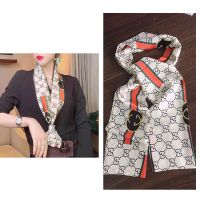 韩国春夏季长条蝴蝶丝巾女百搭飘带双层小丝巾领巾细窄款围巾发带 #36号