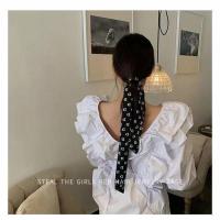 发带女外出气质绑发丝巾发带潮女小清新头发丝带儿童扎发法式丝巾 黑色字母D