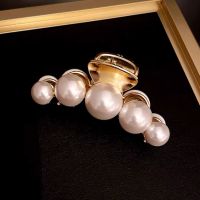 猫眼石抓夹夏季女头饰高档珍珠发夹后脑勺气质简约发饰韩国鲨鱼夹 珍珠夹小号