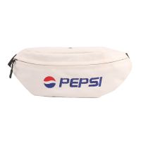 潮牌胸包男士ins超火日系帆布单肩包背包小挎包女学生腰包斜挎包 白色百事