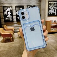 苹果12PROMAX手机壳iPhone 11插卡8防摔XSMAX女款XR全包边7PLUS潮 四角卡包透蓝 iPhone1