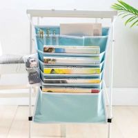 课桌神器挂书袋学生课桌收纳带挂书袋大容量高中生书桌边挂袋韩国 基础6层蓝