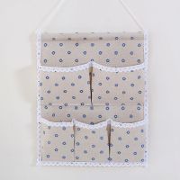 宿舍收纳袋棉麻挂袋多兜多层杂物墙挂式门后厨房布艺储物袋大学生 小雏菊