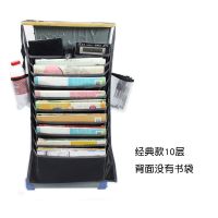 书桌挂袋多功能课桌神器创意高中学生用书本收纳袋大容量挂书袋 经典款10层-黑色