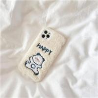 秋冬刺绣oppo Reno4se手机壳防摔Reno3/2z保暖毛绒10x可爱ACE女潮 Reno4se 白绒蓝色熊