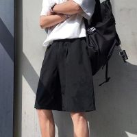 短裤男夏季潮牌潮流ins港风中裤薄款韩版宽松马裤休闲外穿五分裤 短裤 (黑色) S 75—85斤