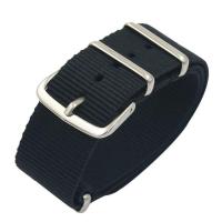 NATO北约彩色尼龙表带 编织帆布防水钢环手表表带18mm-20mm 22mm 黑色 18mm