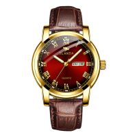 瑞士全自动机芯名表手表男士防水男表夜光表全金钢带高档商务腕表 男全金红面【质保五年】皮带款