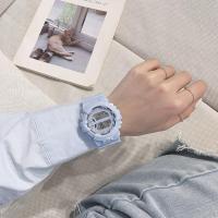 超火同款手表少女ins风 独角兽儿童初中小学生男女孩防水电子表 弓形蓝色 电池()