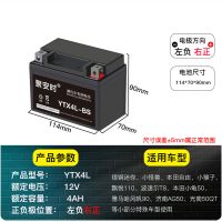 摩托车电瓶12v通用免维护蓄电池12v7ah踏板车125助力弯梁车干电瓶 YTX4L小型踏板车适用+配套螺丝