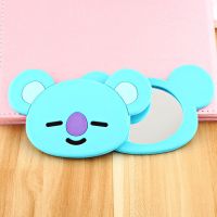 可爱小熊随身小镜子化妆镜便携硅胶椭圆迷你韩国卡通补妆手拿镜子 KOYA