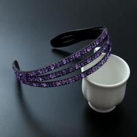 宽边双层发箍人工水钻发饰 韩国气质简约发夹女头饰 韩版带齿头箍 紫罗兰 梅花发箍