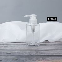 家用透明四方乳液瓶 按压式洗手液洗发水沐浴露分装替换瓶子空瓶 透明100ml