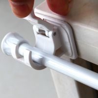 免打孔窗帘杆粘贴挂钩一对窗帘挂杆夹免钉帘夹帘杆黏贴挂钩杆夹子 帘杆夹 粘贴式一对装(2个) 适用于直径1.5-2.2的杆