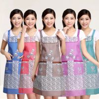 棉围裙女厨房防油污棉麻围裙夏天透气男女上班工作服可爱背带围腰 涤纶布料款[颜色随机]1件吊带车