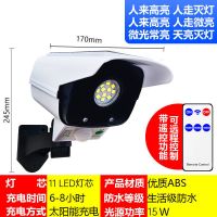 大阳能庭院灯人体感应户外院子灯家用仿真监控摄像头充电照明路灯 太阳能+智能遥控[感应款仿真监控] 11芯低配太阳能版[手