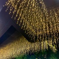 LED星星灯小彩灯闪灯串灯满天星户外防水窗帘灯冰条瀑布灯装饰 暖色[冰条灯] 闪烁记忆插头